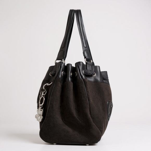 Juicy Couture Black Velour Scottie Dog Rhinestone Daydreamer Tote Y2K with Bow - Picture 5 of 13